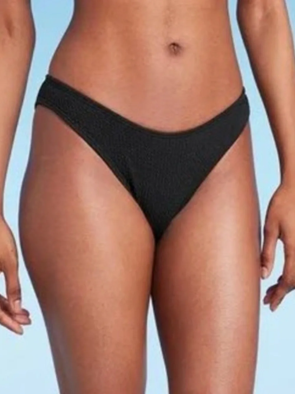 NWT Wild Fable Black Pucker Textured Ultra High Leg Cheeky Bikini Bottom